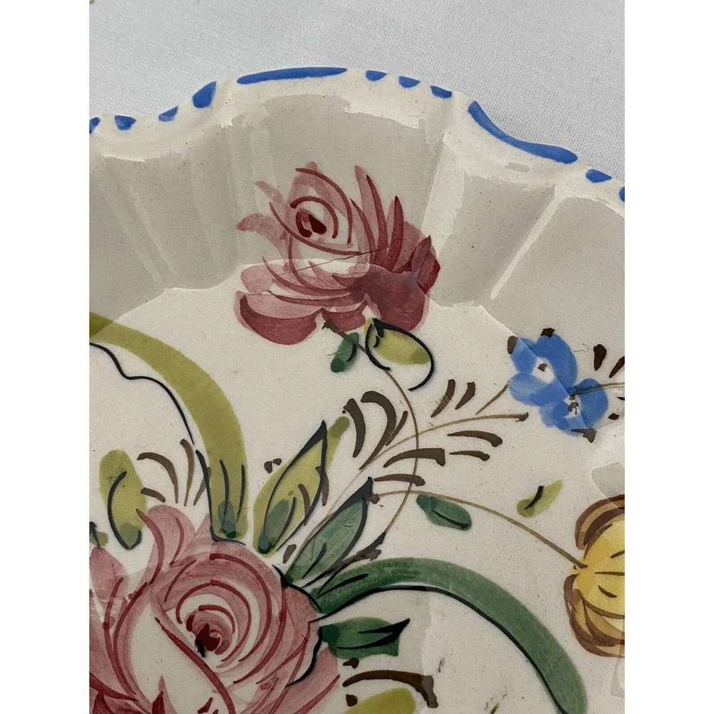 VTG Floral Painted Ceramic Dish ITALY Small Plate